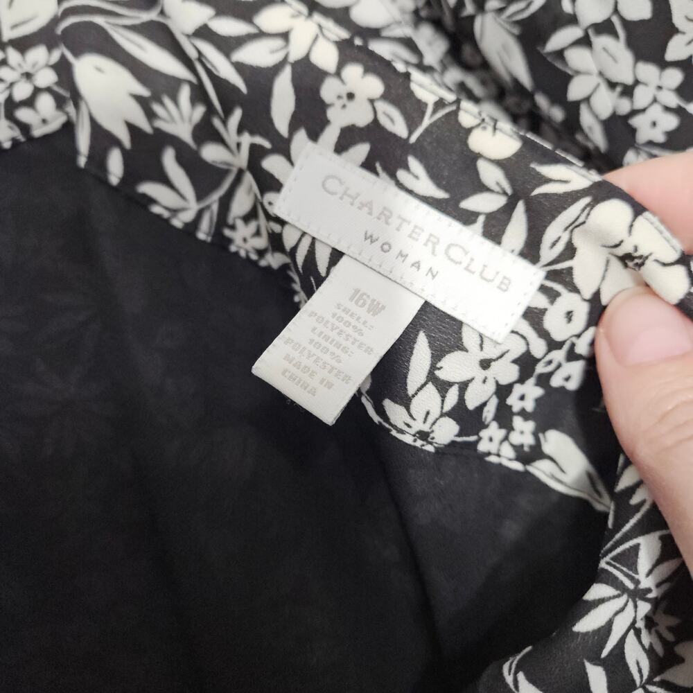 Charter Club Pleated Midi Black/White Floral Skirt Size 16W Cottagecore - Picture 7 of 7